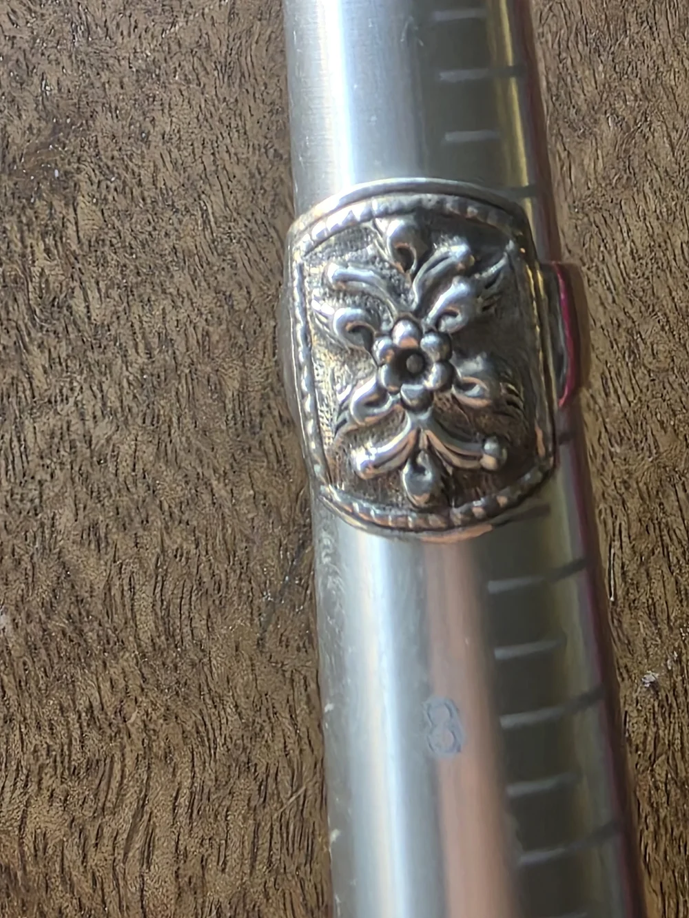 Ornate Artisan Made Floral Shield Ring in Silver